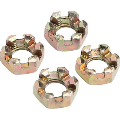 4PCS Écrous Hexagonaux à Fente M10 Alliage d'Acier Zingage Axe de Roue Moyeu Écrou Crénelé pour Quad Dirt Bike ATV Go Kart 50 à 100cc