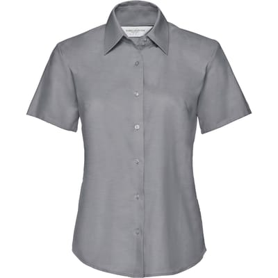Russell Collectie Dames/Dames Korte Mouw Easy Care Oxford Shirt (Zilvergrijs)