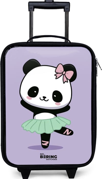 NoBoringSuitcases.com® - Kinderkoffer jongen - Kindertrolley meisje - Kawai - Ballet - Panda - Koffer kind lichtgewicht - Reiskoffer trolley voor kinderen - Koffertje met lichtgevende wieltjes - Rolkoffer zwart