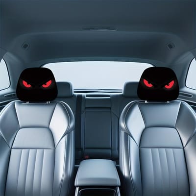 Housses de Siège et d'Appui-tête Motif Œil de Diable Rouge, Design Tendance et Unique, Améliore l'Ambiance Intérieure, Convient pour la Conduite Quotidienne et les Longs Trajets 2pcs black