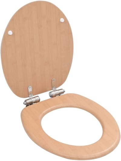 Toiletbril met Zacht Sluitende Deksel MDF in Bamboeprint