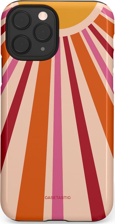 Casetastic Hoesje Geschikt voor Apple iPhone 11 Pro - Stijlvolle Beschermende Duo-layer Case - Retro straal