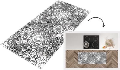 Keukenloper - Loper keuken - Mandala - Zentangle - Patroon - 120x50 cm - Keukenloper vinyl