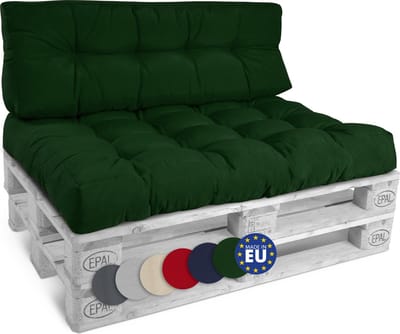 Beautissu Style – Palletkussen Set – 1x Zitkussen 120x80 cm & 1x Rugkussen 120x40 cm – Donker Groen