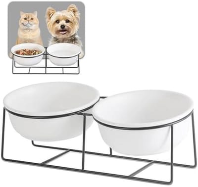 Verhoogde Keramische Katten- en Hondenkom met Standaard – Stijlvolle en Hygiënische Voeder- en Waterbakken voor Huisdieren