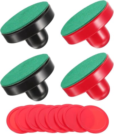 16 Stuks Delige Airhockey Pushers Pucks met Ergonomische Handgrepen voor Comfortabele Grip Duurzame Vervangingsaccessoires in Rood Donkerblauw voor Airhockeytafels Competitief
