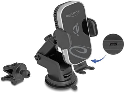 Delock Wireless Car Charger Smartphone Holder with Charging and Cooling Function 15 W – Qi
