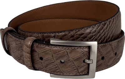 Leren riem taupe krokoprint - Riem Heren - Riem Dames - 3.5 cm - Riemmaat: Lengte 125 cm (Taillemaat tot 105 cm)