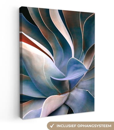 Canvas schilderij 30x40 cm - Wanddecoratie Bladeren - Natuur - Stilleven - Blauw - Muurdecoratie woonkamer - Slaapkamer decoratie - Kamer accessoires - Schilderijen op canvas