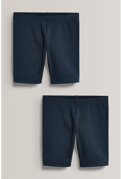 Next - Meisjes - Verpakking van 2 stretchy fietsshorts met hoog katoengehalte - Blauw