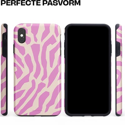 Casetastic hoesje geschikt voor Apple iPhone XS Max - Dubbellaagse bescherming - Zebra Roze Magenta Flow - Fashion Case - Lila Zand
