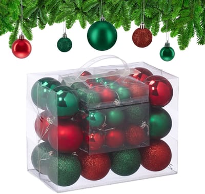 kerstballen - set van 50 - kunststof - ∅ 3, 4, 6 cm - groen-rood