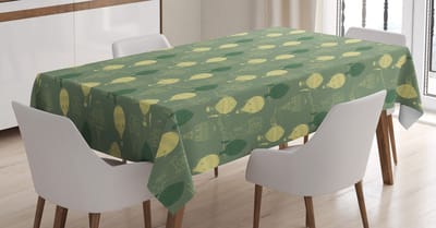 ABAKUHAUS Fantasie Tafelkleed – Tafeldoek 140x200 cm – pauwengroen en geel