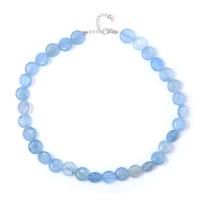 Aqua kwarts zilveren ketting, Brazilië 248.9ct