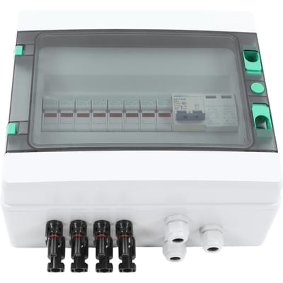 4-string PV Combiner Box met overspanningsbeveiliging 15A zekering 63A DC stroomonderbreker IP67 Solar Combiner
