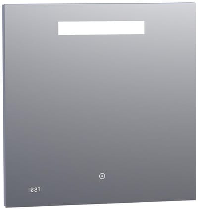 Brauer Quartz Spiegel - Rechthoekig - 70 cm - met Directe LED-Verlichting - Dimbaar - met Touchbediening - met Klok