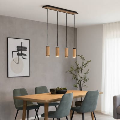 Elobra Bolivia hanglamp, hout, eiken, 4-lamps, 75 cm, GU10