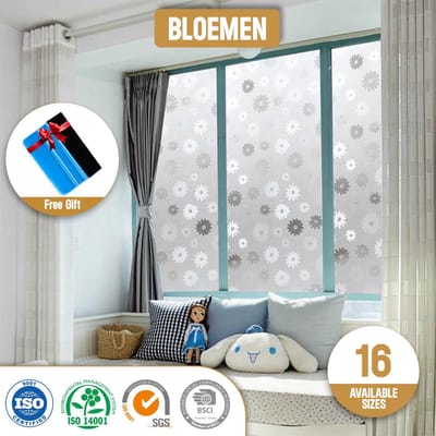 ZIA’S & CO-Raamfolie HR++45x300cm-Zonwerend & Isolerend-Anti inkijk-Statisch-Bloemen -Inclusief Rakel