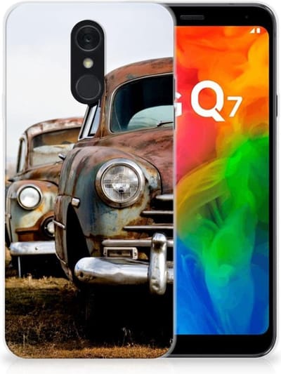 LG Q7 Siliconen Hoesje met foto Vintage Auto