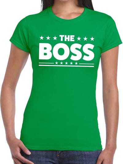 The Boss tekst t-shirt groen dames - dames shirt  The Boss S