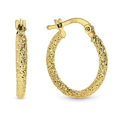 Juwelier Emo - Geelgouden oorringen Gediamanteerd – 14 Karaat - LARGE - Diameter 17 MM