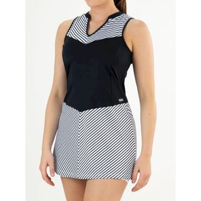 Sjeng Sports GIANNA Tennis Jurkje Dames Donkerblauw Wit Gestreept Elastische Jurk met Binnenbroek voor Tennis & Padel
