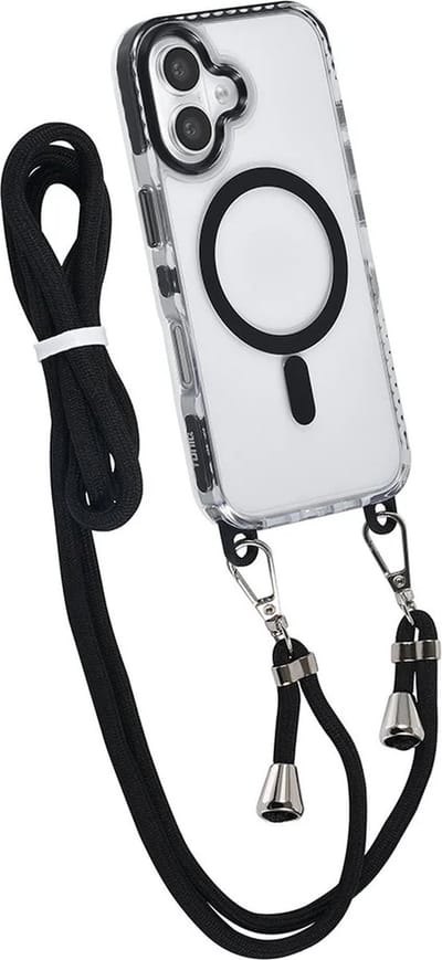 Hoes Geschikt voor: iPhone 16 Plus Hoesje voor om de nek - Magnetisch Magsafe Hoesje Met Koord - Hoes Met Koord - Hoes Cover Met Koord - Zwart