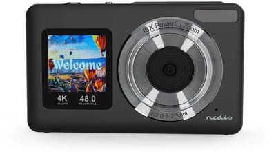 Nedis Digitale Fotocamera - Dubbel scherm - 48 MPixel - 4K@30fps - 5 MPixel CMOS - Zwart