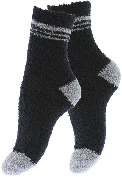 Calzera Fluffy Sokken Dames - 2 Paar - Zwart/Grijs - Huissokken - Badstof - Dikke Wintersokken - Cadeau voor haar - Housewarming - Verjaardag - Vrouw - Maat 35-42