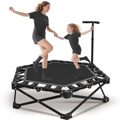 Inklapbare Fitness Trampoline 106 cm voor Binnen - Stabiele Rebounder met Verstelbare Handgreep - Geschikt voor Kinderen en Volwassenen tot 600 kg
