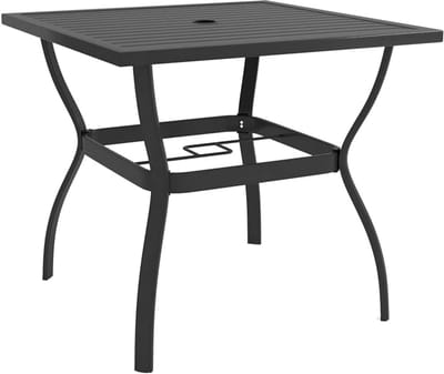 Tuintafel - Terrastafel Buiten - Buiten Eten - Met Parasolgat - 81.5 x 81.5 x 72 cm - Antraciet