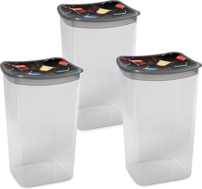 3x Koffiecups plastic bewaarbakjes transparant/grijs - 1,9 liter - 13 x 11 x 19 cm - Bewaarbakjes/voorraadbakjes