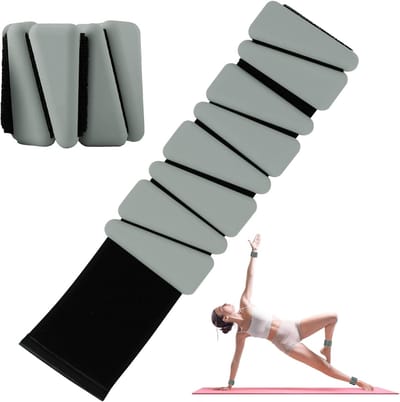 Polsgewichten, set van 2, verstelbare siliconen trainingsgewichten voor vrouwen en mannen, draagbare enkel-/polsgewichten, geschikt voor yoga, dans, pilates, zwembadoefeningen en joggen, 0,9 kg（grijsgroen）