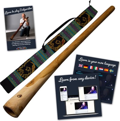 Didgeridoo Startset 130cm – Inclusief Online Cursus en Bijenwas voor Beginners