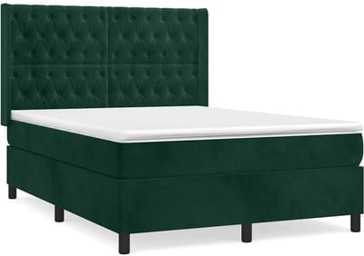 vidaXL - Boxspring - met - matras - fluweel - donkergroen - 140x200 - cm