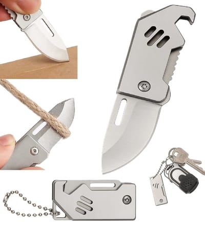 Mini Opvouwbaar Zakmes met Flesopener – RVS Lemmet & Sleutelhanger | Compact & Lichtgewicht | Outdoor Camping & Hiking Gear | Everyday Carry