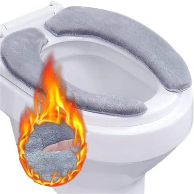 1 paar toiletbrilhoezen - Verwarmd comfort memory foam - Wasbaar, herbruikbaar, zacht en warm - Universeel - Past op de meeste toiletten - Huishouden - Grijs