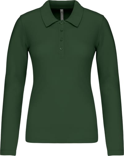 Kariban Piqué-damespolo lange mouwen K257 - Forest Green - XS