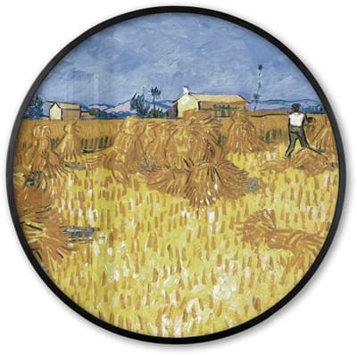 Poster in lijst Rond - Fotolijst 60x60 cm - Posters - Oogst in de Provence - Vincent van Gogh - Ronde posterlijst zwart - Decoratie - Wanddecoratie woonkamer - Muurdecoratie slaapkamer