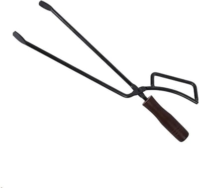 Vuurkorf Tang - Hout Grijper - Kampvuur Maken - Massief Houten Handvat - 40 cm - Zwart
