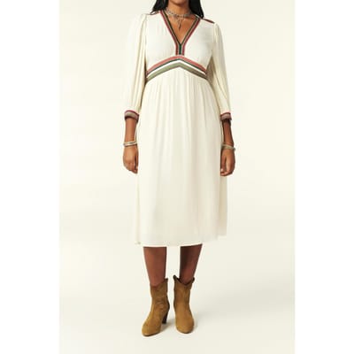 BA&SH Robe Tanina Ecru Size: S | Midi Dresses Outlet | Dames | Ecru