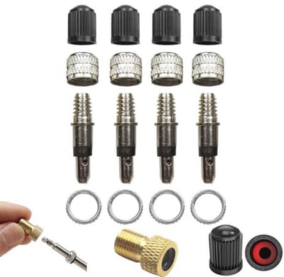 Fietsventiel Reparatieset - 20-delig met Reserveventielen, Afdichtingen en Presta/Schrader Adapter