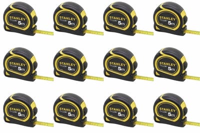 12x Stanley Rolbandmaat Stanley Tylon 5m - 19mm Bulkverpakking