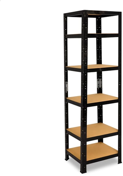 Shelfplaza BLACK metalen stellingkast - 230x45x45 cm - zwart - 6 planken