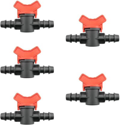 Kogelkraan Set - Waterschakelaar - Waterstroom Regelen - Eenvoudige Installatie - 5 Stuks 1/2 Inch - Zwart