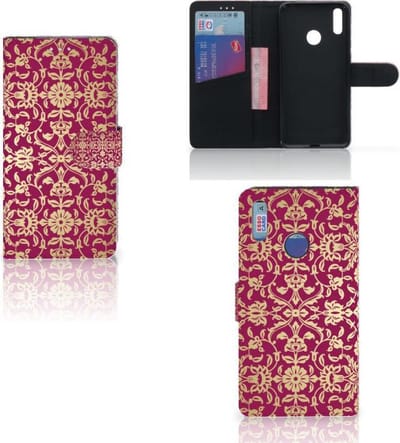 Boekhoesje voor Wallet Case Huawei Y7 (2019) Barok Pink