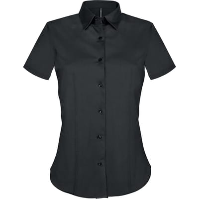 Kariban Dames stretch blouse korte mouwen K532 - Black - XL