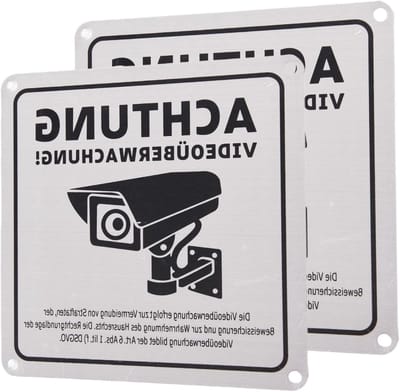 Set van 2 videobewakingsborden voor privéterrein - waarschuwingsbord camera - 15 x 15 cm aluminium zelfklevend met 4 boorgaten - beveiliging, toezicht, veiligheid