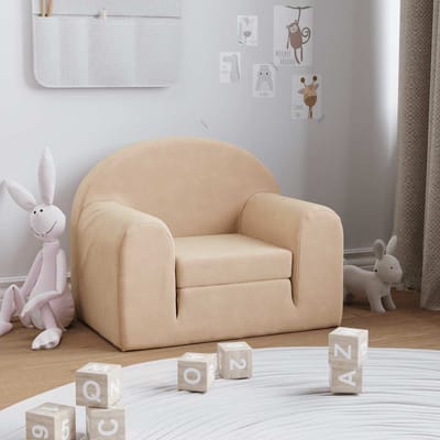 vidaXL - Kinderslaapbank - zacht - pluche - crèmekleurig