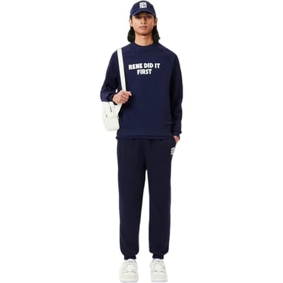 Lacoste Unisex trainingsbroek voor volwassenen met de tekst ‘Rene Did It First’ (Marineblauw)